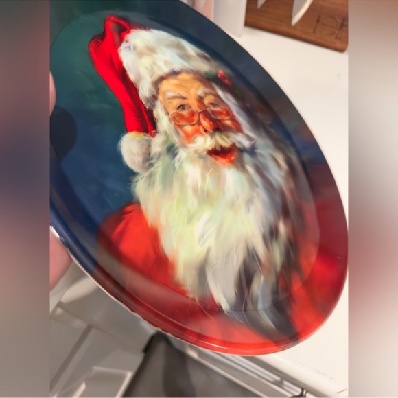 BURTON + BURTON Acrylic Santa Claus Round Christmas Platter Plate Serving Tray - Picture 2 of 10